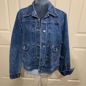 Vintage 90s LA Blues Denim Jean jacket Womens Size X-LARGE